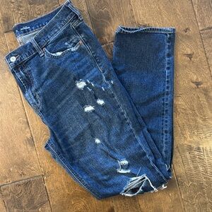 Old Navy 10 Tall Mid Rise Boyfriend Distressed Blue Women's Jeans